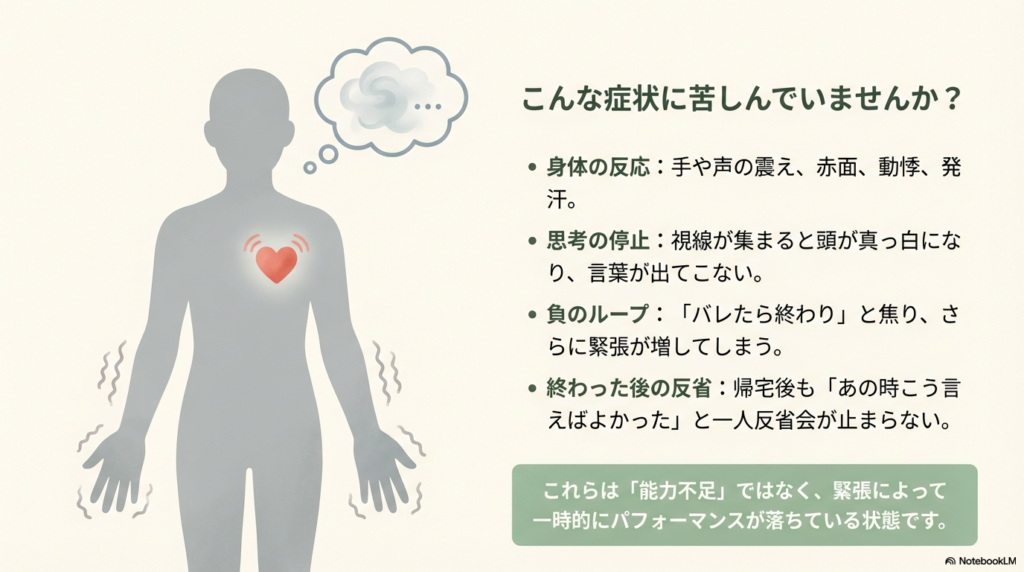 あがり症で仕事できない原因と症状